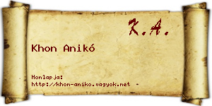 Khon Anikó névjegykártya